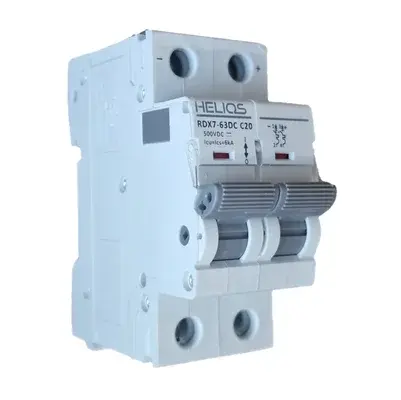 ΑΣΦΑΛΕΙΟΔΙΑΚΟΠΤΗΣ ΡΑΓΑΣ (CIRCUIT BREAKER) DC 500V 2P 20A 10KA HELIOS RDX7-MCB-DC-20A