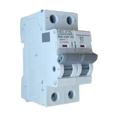 ΑΣΦΑΛΕΙΟΔΙΑΚΟΠΤΗΣ ΡΑΓΑΣ (CIRCUIT BREAKER) DC 500V 2P 63A 10KA HELIOS RDX7-MCB-DC-63A