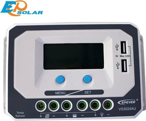 ΡΥΘΜΙΣΤΗΣ ΦΟΡΤΙΣΗΣ EPSOLAR PWM VS3024AU (30A, 12/24V, ΜΕ ΟΘΟΝΗ)